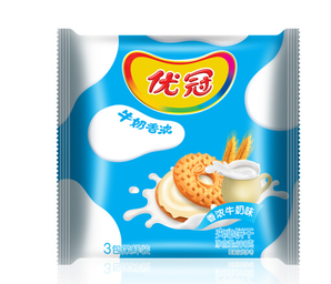 优冠 夹心饼干 香浓牛奶味 390g 折5.7元