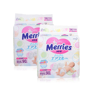 Merries 妙而舒 婴儿纸尿裤 NB90片 2包 *2件 274元包邮（需用券，合137元/件）