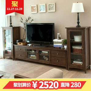 历史新低： 治木工坊 纯实木电视柜 1.8米/2米 2319元包邮（双重优惠）