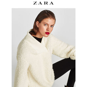 ZARA TRF 女裝人造皮草毛絨V領針織衫07901287251