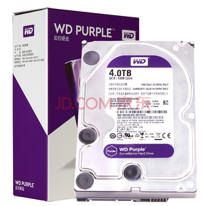 0点！西部数据(WD)紫盘 4TB SATA6Gb/s 64M 监控硬盘(WD40EJRX)