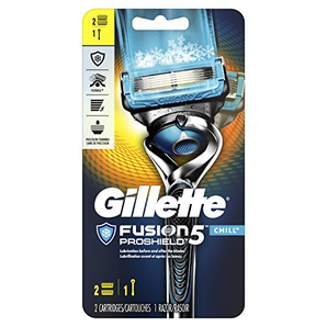 凑单品： Gillette 吉列 Fusion5 ProShield Chill 剃须刀（1刀架+2刀头）    $9.97（约￥125）