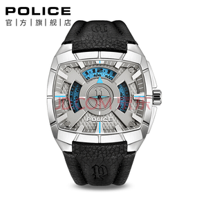 型男必备！POLICE手表方形炫彩皮带多功能