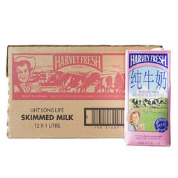 澳大利亚进口牛奶哈威鲜（Harveryfresh）牛奶脱脂纯牛奶1L*12盒-1号店