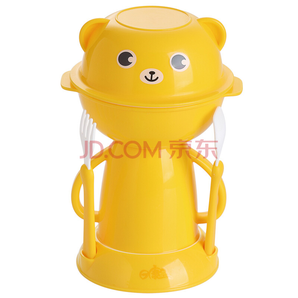 日康儿童餐具套装双耳碗餐盘水杯叉勺套装组合五件套RK-C1001(黄色）