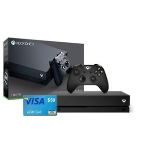 Microsoft 微軟 Xbox One X 1TB 游戲主機(jī) + $50 VISA 禮品卡    $459.99（約￥3260）