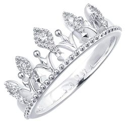 周生生 18K白色黄金V&A系列完美桂冠钻石戒指    2880元
