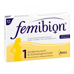 新年促销价！Femibion孕妇叶酸1阶段60粒备孕到孕期第12周适用  247元！