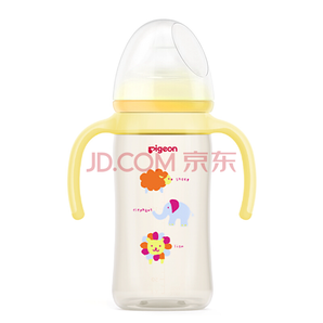 PLUS会员！ pigeon 贝亲 AA126 彩绘宽口径ppsu奶瓶 240ml 黄色