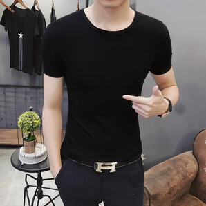 夏季男士短袖T恤圆领韩版纯色 9.9包邮