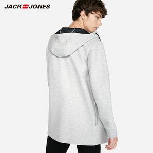 時尚大氣！JackJones杰克瓊斯 情侶新款長款潮流拼接連帽衛(wèi)衣