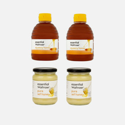 Waitrose纯清澈蜂蜜挤压罐装454g*2瓶+纯结晶蜂蜜玻璃罐装454g*2瓶