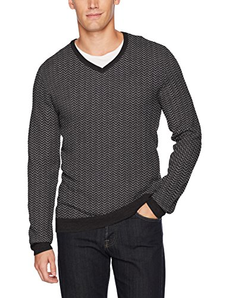 Calvin Klein MenMerino Herringbone V-Neck Sweater 男士美利奴圆领针织衫