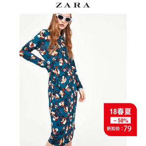 26日0点： ZARA TRF 00219076020 女士印花连身裙 79元包邮