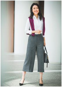 UNIQLO 優(yōu)衣庫(kù) 400556 女士羊毛混紡寬腿九分褲
