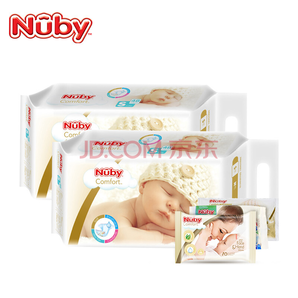 美国努比（Nuby）纸尿裤 S96片 婴儿尿不湿4-8kg 臻享装 超薄干爽（正装两包+3件赠品）100元