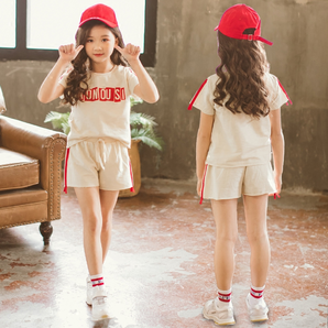 女童装夏装时髦套装中大童洋气女孩2018新款韩版儿童运动两件套潮