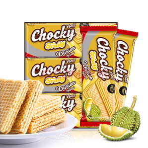 CHOCKY/泰国进口 比斯奇果屋巧客 榴莲味夹心威化饼干（30g*12袋）/盒360g