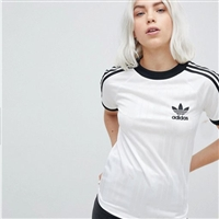 Adidas 阿迪達(dá)斯女士三道杠T恤 白色