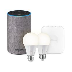 Amazon 亚马逊 Echo 2 智能音箱 + 三星 SmartThings Hub 桥接器 + 2 Element 智能灯泡  