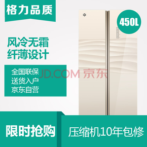 KINGHOME 晶弘 BCD-450WEDGL 对开门冰箱 450升2999元