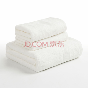 中国 毛巾家纺三件套 浴巾*1毛巾*2白色