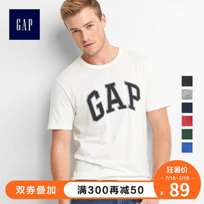 Gap徽标简约时尚圆领短袖T恤 89元包邮