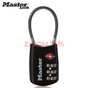 玛斯特（MasterLock）TSA海关密码锁出国旅行箱包挂锁4688D 黑色