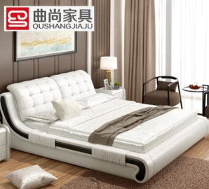 曲尚(Qushang)床双人床皮床皮艺床软床1.8米