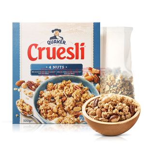 荷兰进口 桂格(QUAKER)Cruesli 混合多坚果谷物粒即食燕麦片 500g/盒