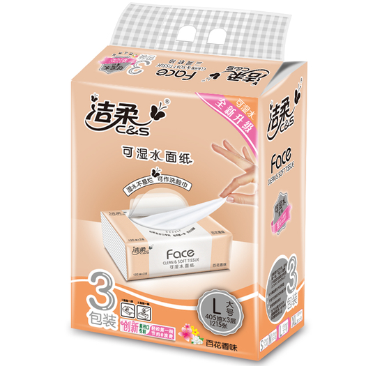 洁柔face百花香味软抽135抽3层3包