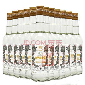 金門高粱酒 白金龍 58度白酒 600ml*12瓶 1262元包郵（雙重優(yōu)惠）