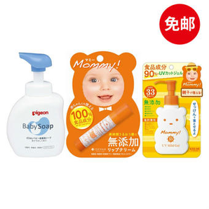 Pigeon 貝親 嬰兒洗發(fā)沐浴乳500ml+Mommy小熊嬰兒防曬100g+Mommy嬰兒潤(rùn)唇膏 3106日元包郵（約195.17元）