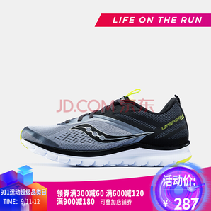 Saucony圣康尼 LITEFORM MILES 運動生活跑鞋運動鞋男子跑步鞋  S40007 灰/黑/檸檬黃 42