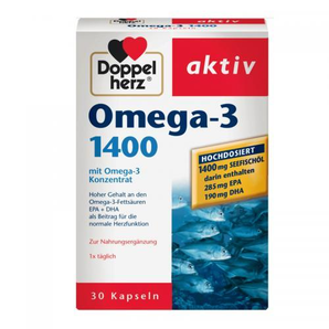 德國直郵雙心DoppelherzOmega-3深海魚油膠囊1400mg30粒