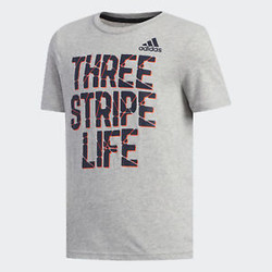  adidas 阿迪達(dá)斯 Three Stripe Life 男童短袖T恤  