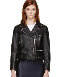 Acne Studios Black Leather Mock Jacket 女士機車夾克