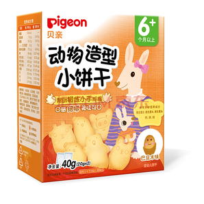 貝親（Pigeon）寶寶零食 動(dòng)物造型小餅干-巴旦木味 6個(gè)月以上 40g