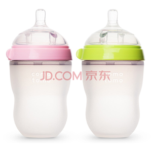 可么多么（COMOTOMO）宽口径硅胶奶瓶配奶嘴套装250ml韩国原装进口（双色两支装）新生儿