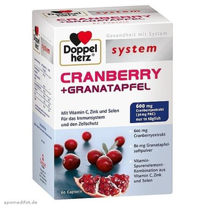 現(xiàn)貨！Doppelherz 雙心系列蔓越莓+石榴精華膠囊 60粒