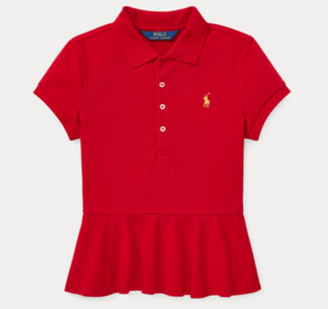 POLO ralph lauren Stretch Mesh Peplum 女童Polo衫