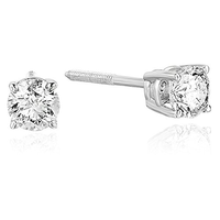 1/2 cttw Diamond Stud Earrings 14K White Gold I2-I3 Clarity, M-N Color