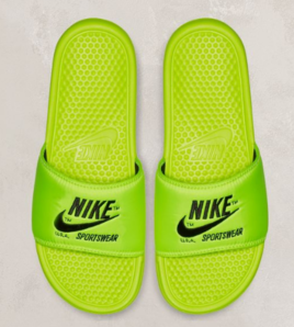 8碼！Nike Benassi Just Do It男士 熒光綠澡堂拖鞋 