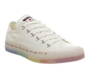 Converse 匡威 All Star Low 白色彩虹色低幫帆布鞋