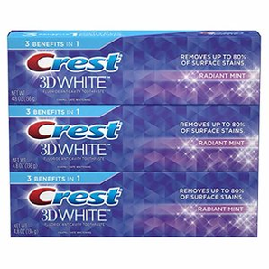 Crest 3D White 薄荷美白牙膏 4.8oz 3支装