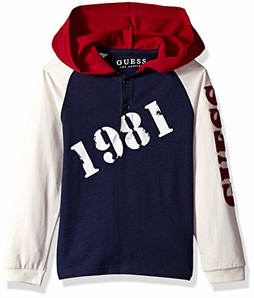 爆料有奖!Guess 男童长袖拼色 1981 连帽衫 深蓝色 5 prime会员到手约124元