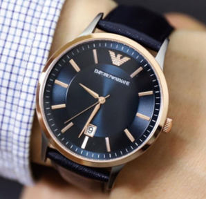  Emporio Armani 安普里奧·阿瑪尼 Renato 系列 玫瑰金藍色男士氣質腕表 AR11188