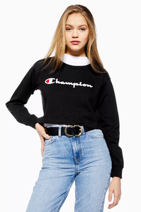 Champion Logo 短款圓領(lǐng)女士衛(wèi)衣 