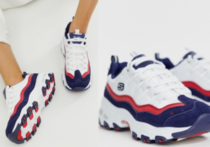 Skechers斯凱奇 D'Lite 紅藍(lán)拼色休閑鞋