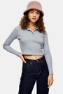 Topshop 修身短款 Polo 上衣 